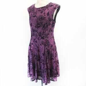 Gabby Style Purple Babydoll Floral Lace Fairy Grunge Dress Lining Zip Size 14